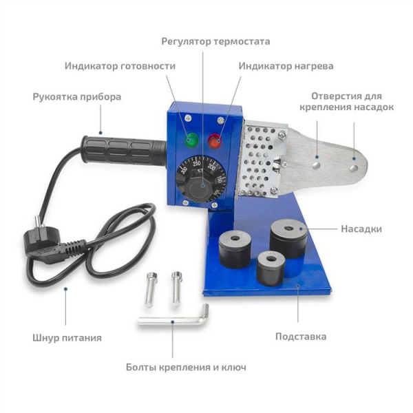 Паяльник для полипропиленовых труб МЕГЕОН 98106 купить по низкой цене | МАКСПРОФИТ
